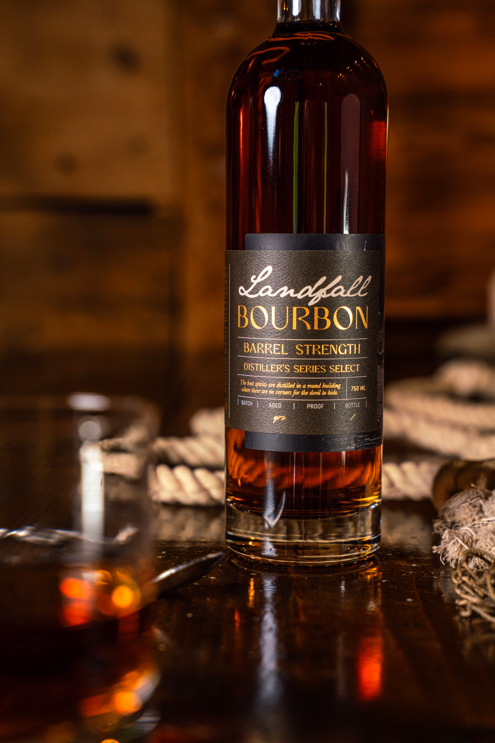 Landfall Bourbon product photography